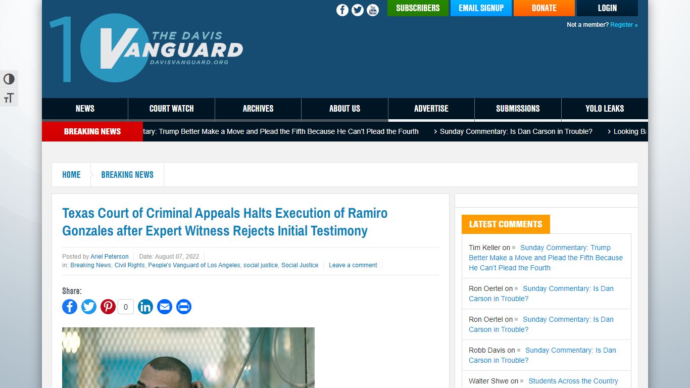 Texas Court of Criminal Appeals Halts Execution of Ramiro Gonzales ...