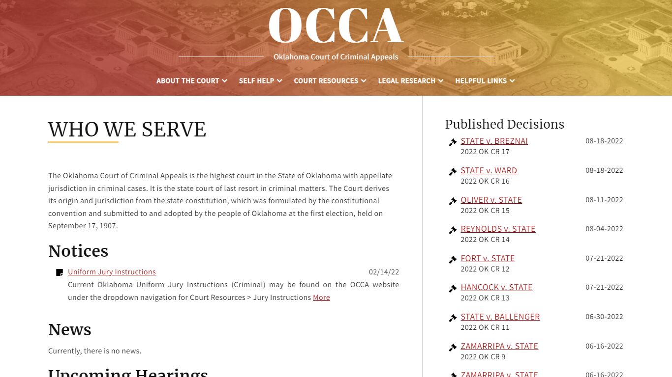 OCCA – Oklahoma Court of Criminal Appeals