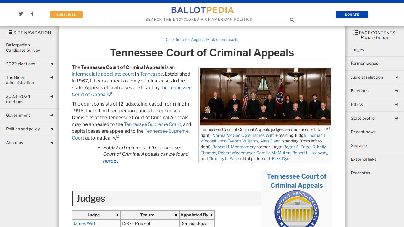 Tennessee Court of Criminal Appeals - Ballotpedia