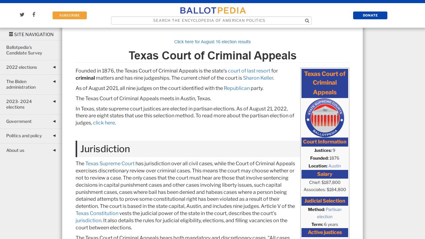 Texas Court of Criminal Appeals - Ballotpedia